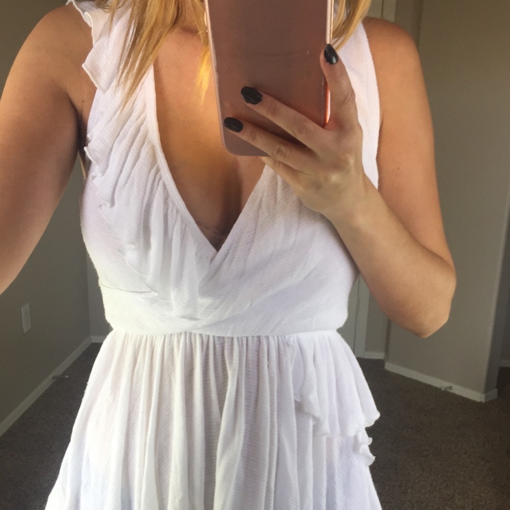 Free People White Ruffle Top Small - Picture 4 of 6